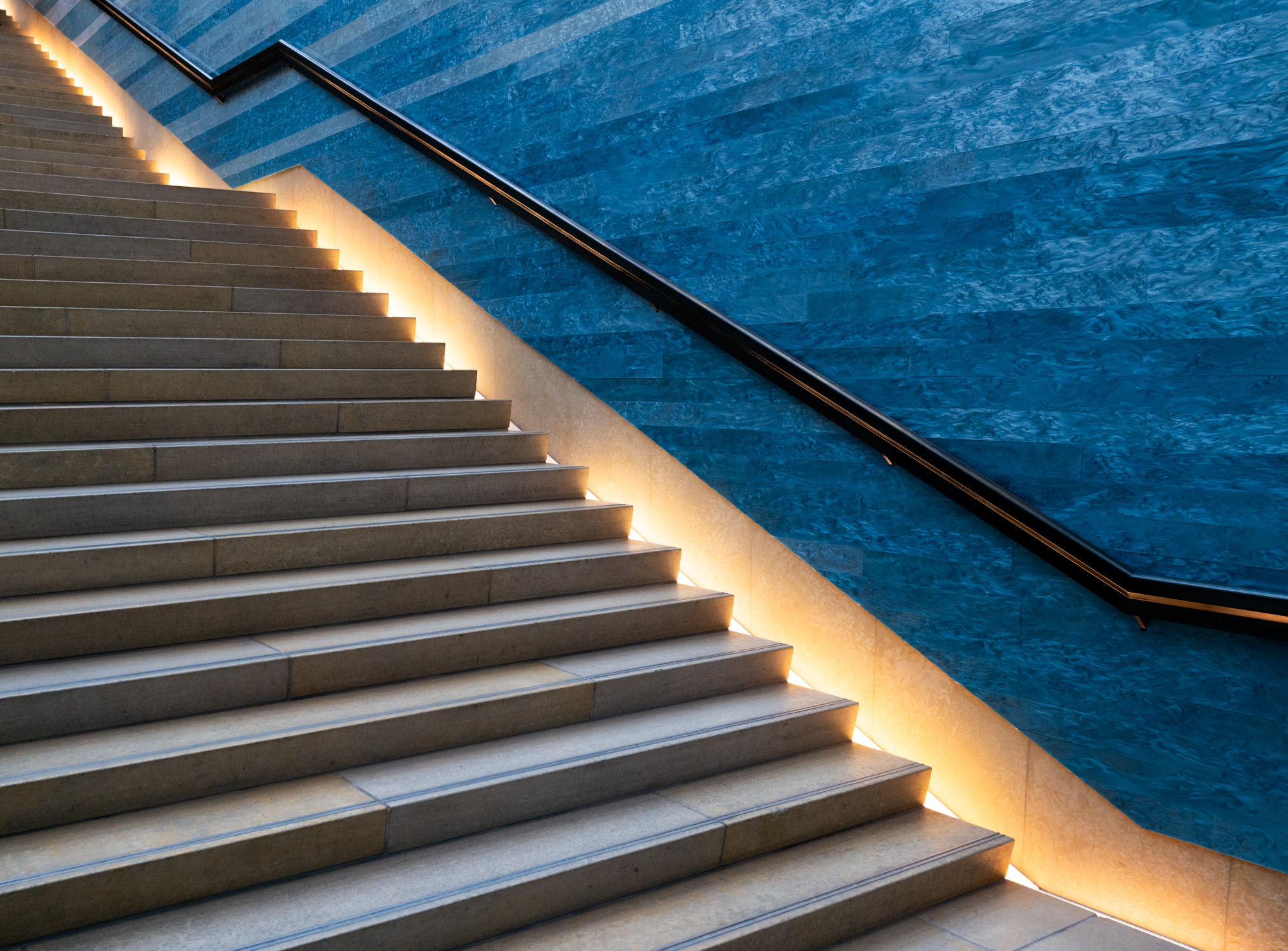 Staircase and handrail, architectural photograph by James Crissman